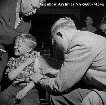 Polio injections in schools, Calgary, Alberta.